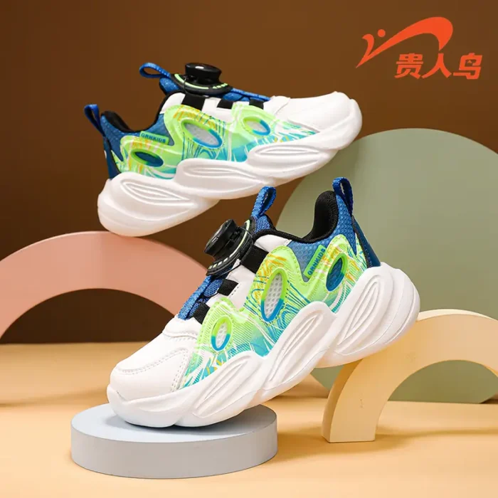 Guirenniao girls' mesh breathable running shoes, autumn new trendy brand, non-slip and shock-absorbing, boys' large kids' children's sports shoes - Image 2