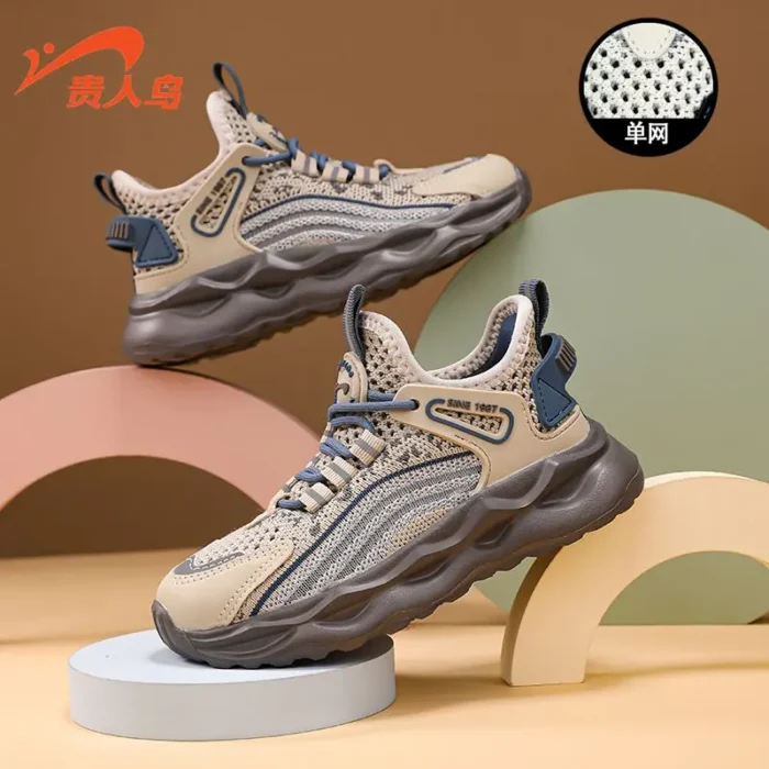 Guirenniao boys' sports shoes 2025 new style mesh breathable non-slip children's autumn slip-on soft-soled running shoes - Image 2
